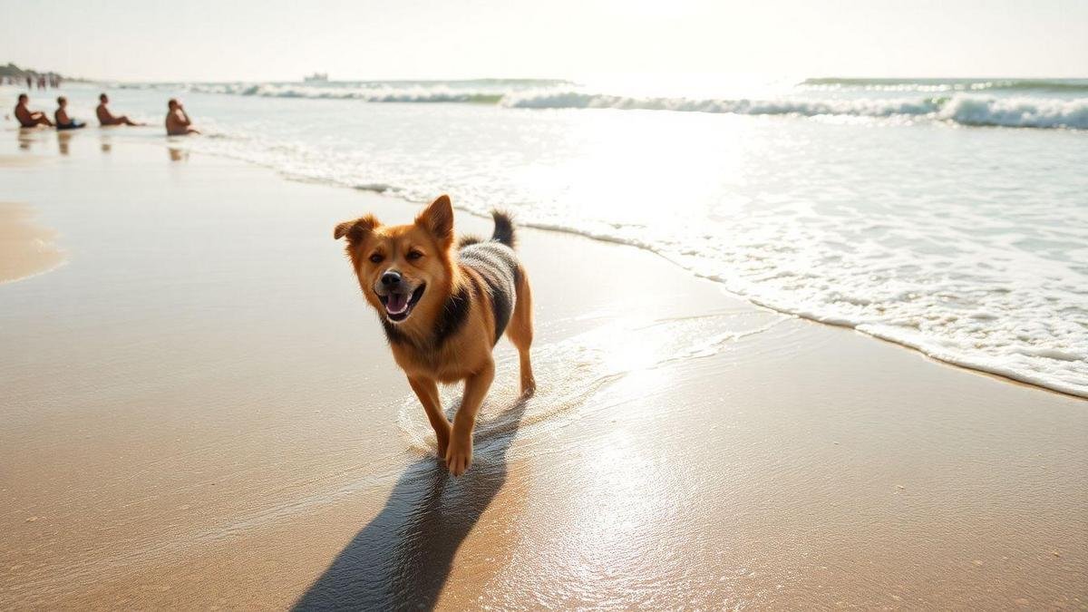 Comportamento do cachorro na praia Comportamento do cachorro na praia