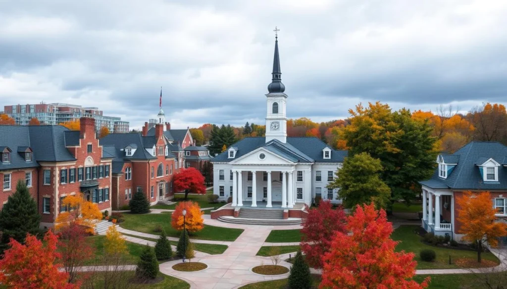 Universidade Colgate em Hamilton, Nova Iorque, parte do legado filantrópico de William Colgate e sua crença na divisão de dízimos